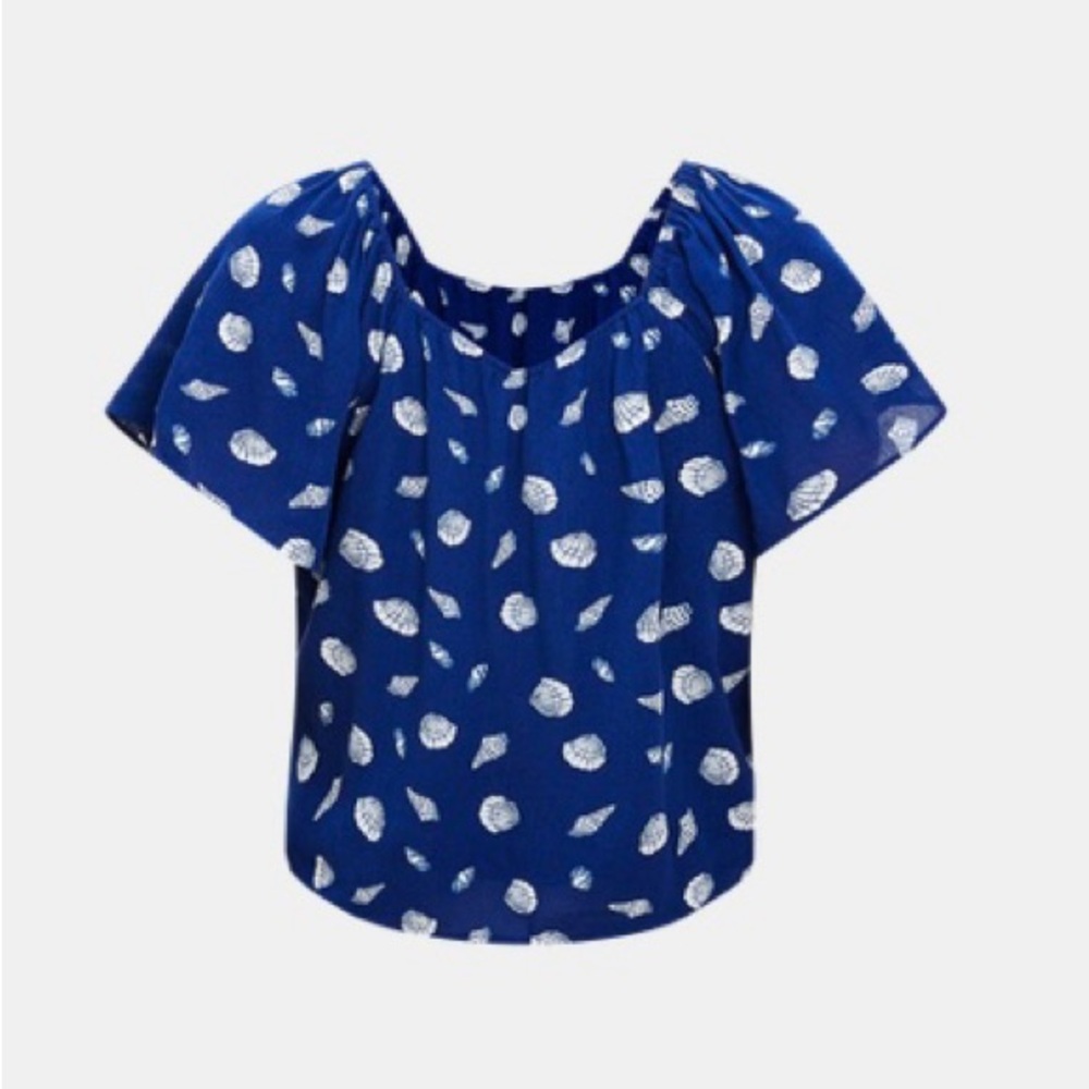 LOFT Navy and White Shell Blouse